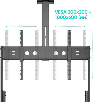 Стойка для телевизора Onkron TS2080 черный 60"-120" макс.150кг напольный мобильный