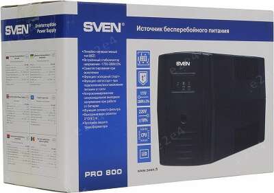 ИБП SVEN Pro 800, 800 VA, 480 Вт, EURO, черный