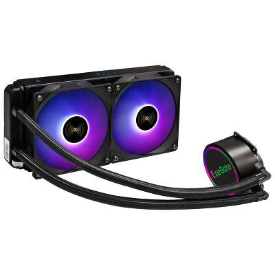 Жидкостное охлаждение ExeGate BlackWater-240V2.PWM.RGB, 220 Вт, 2x120мм, RGB LED