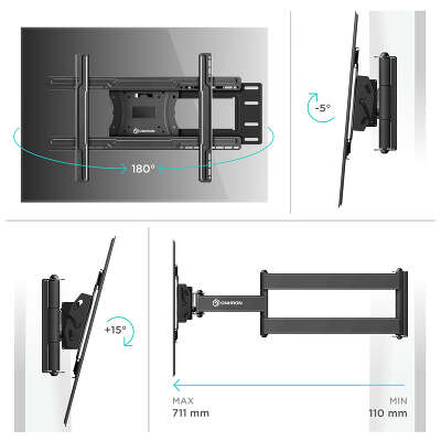 Кронштейн для телевизора Onkron M7L черный 40"-75" макс.68.2кг настенный поворот и наклон