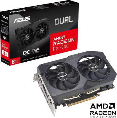 Видеокарта ASUS AMD Radeon RX 7600 DUAL-RX7600-O8G-V2 8Gb DDR6 PCI-E HDMI, 3DP