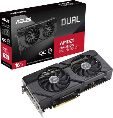 Видеокарта ASUS AMD Radeon RX 7800 XT DUAL-RX7800XT-O16G 16Gb DDR6 PCI-E HDMI, 3DP