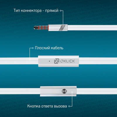 Гарнитура внутриканальные Оклик HS-S-210 1.2м белый проводные в ушной раковине (D1W)