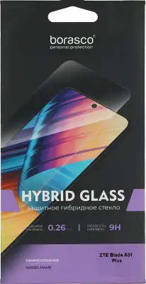 Защитное стекло для экрана BoraSCO Hybrid Glass прозрачный для ZTE Blade A31 Plus 2.5D антиблик. 1шт. (70010)