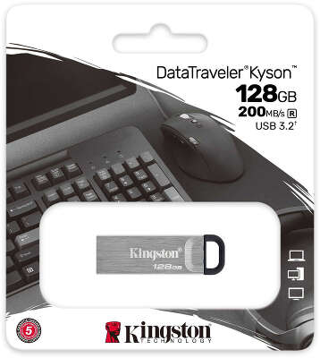 Флеш Диск Kingston 128GB DataTraveler Kyson DTKN/128GB USB3.2 серебристый/черный