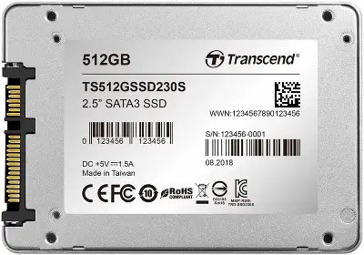 Накопитель SSD Transcend SATA-III 512GB TS512GSSD230S 230S 2.5" 0.3 DWPD