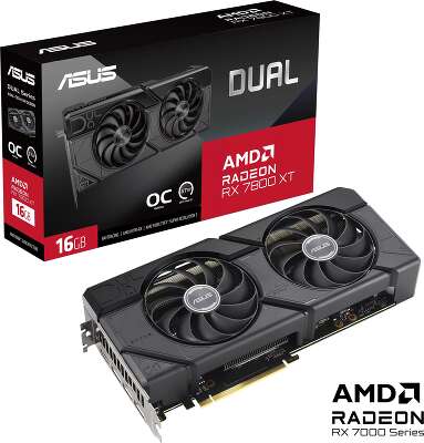 Видеокарта ASUS AMD Radeon RX 7800 XT DUAL-RX7800XT-O16G 16Gb DDR6 PCI-E HDMI, 3DP