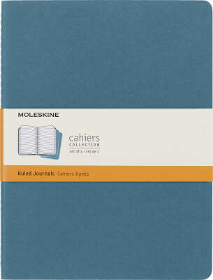 Блокнот Moleskine CAHIER JOURNAL CH021B44 XLarge 190х250мм обложка картон 120стр. линейка голубой (3шт)