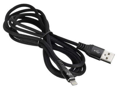 Кабель Digma LIGHT-2M-BRAIDED-BLK USB (m)-Lightning (m) 2м черный