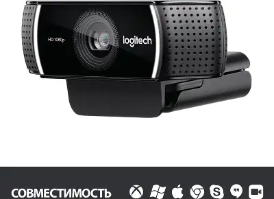 Камера Web Logitech Pro Stream C922 черный 3Mpix (1920x1080) USB2.0 с микрофоном (960-001089)