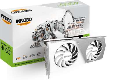 Видеокарта Inno3D NVIDIA nVidia GeForce RTX 4060Ti TWIN X2 OC WHITE 8Gb DDR6 PCI-E HDMI, 3DP