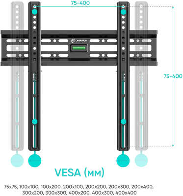 Кронштейн для телевизора Onkron FM2 черный 32"-65" макс.50кг настенный фиксированный