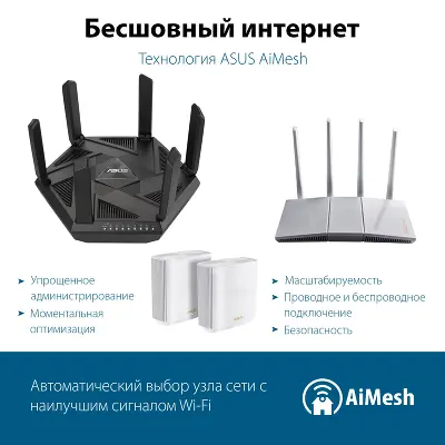 Wi-Fi роутер ASUS RT-AXE7800, 802.11a/b/g/n/ac/ax, 2.4 / 5 ГГц