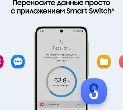 Смартфон Samsung Galaxy A55 5G, Exynos 1480, 8Gb RAM, 128Gb, желтый (SM-A556EZYACAU)