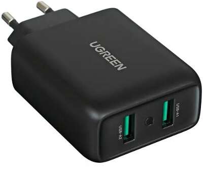 Зарядное устройство UGREEN CD161 (10216) USB-A QC 3.0 36W Fast Charger EU. Цвет: черный