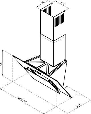 Вытяжка каминная Lex MIRA G 500 BLACK черный управление: кнопочное (1 мотор)