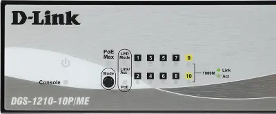 Коммутатор D-Link DGS-1210-10P/ME/B1A 8G 2SFP 8PoE управляемый