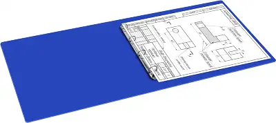 Папка на 4-х кольцах Бюрократ -0827GA3BLU A3 гориз. пластик 0.8мм кор.27мм синий