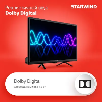 Телевизор 24" StarWind SW-LED24SG304 HD HDMIx2, USBx2