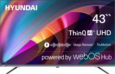 Телевизор 43" Hyundai H-LED43BU7100, 4K UHD, HDMIx3, USBx2, WiFi, Smart TV, серый