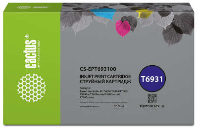 Картридж струйный Cactus CS-EPT693100 T6931 черный (350мл) для Epson SureColor SC-T3000/T3070/T3200/T5000/5200