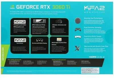 Видеокарта KFA2 NVIDIA nVidia GeForce RTX 3060Ti X BLACK LHR 8Gb DDR6 PCI-E HDMI, 3DP