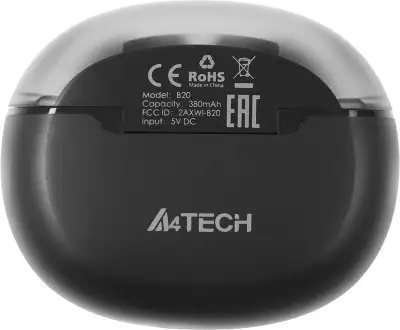 Гарнитура вкладыши A4Tech 2Drumtek B20 TWS пеп.серый/черный беспроводные bluetooth в ушной раковине (B20 ASH GREY)