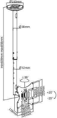 Кронштейн для телевизора Ultramounts UM890 черный 17"-43" макс.30кг потолочный поворотно-выдвижной и наклонный