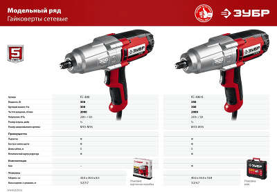 Гайковерт Зубр ГС-300 350Вт патрон:квад.1/2"