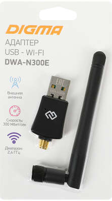 Сетевой адаптер Wi-Fi Digma DWA-N300E N300 USB 2.0 (ант.внеш.съем) 1ант.