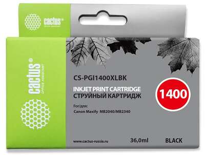 Картридж струйный Cactus CS-PGI1400XLBK PGI-1400 черный пигментный (36мл) для Canon MB2050/MB2350/MB2040/MB2340