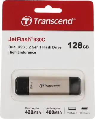 Флеш Диск Transcend 128GB Jetflash 930C TS128GJF930C USB3.0 золотистый/черный