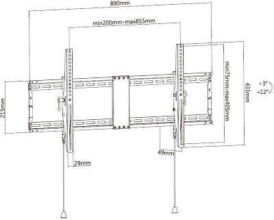 Кронштейн для телевизора Ultramounts UM840T черный 43"-90" макс.70кг настенный наклон