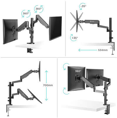 Кронштейн для мониторов Onkron G140 черный 13"-32" макс.16кг настольный поворот и наклон верт.перемещ.