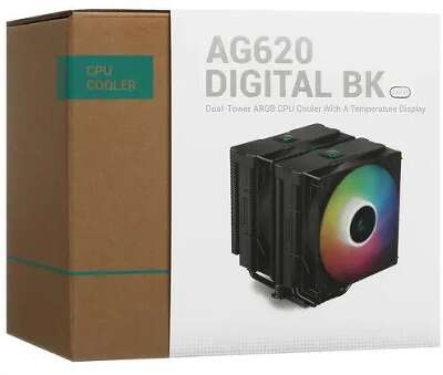 Кулер для процессора DeepCool AG620 DIGITAL BK ARGB, 120 мм, 1950rpm, 29.4 дБА, 260 Вт, 4-pin PWM, Al+Cu, ARGB