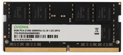 Модуль памяти DDR4 SODIMM 8Gb DDR2666 Digma (DGMAS42666008D)