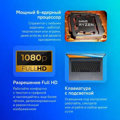 Ноутбук Honor MagicBook 14 NMH-WDQ9HN Ryzen 5 5500U 8Gb SSD512Gb AMD Radeon 14" IPS FHD (1920x1080) FreeDOS grey WiFi BT Cam (5301AFVH)