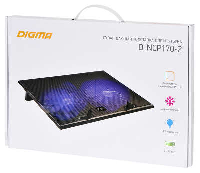 Подставка для ноутбука Digma D-NCP170-2 17"390x270x27мм 20дБ 2xUSB 2x 150ммFAN 600г черный