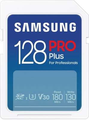 Карта памяти 128 Гб SDXC Samsung PRO Plus Class 10, U3, V30, UHS-I (U3) [MB-SD128S]