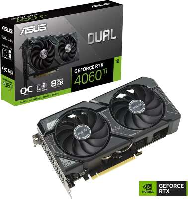 Видеокарта ASUS NVIDIA nVidia GeForce RTX 4060Ti Dual SSD OC 8Gb DDR6 PCI-E HDMI, 3DP