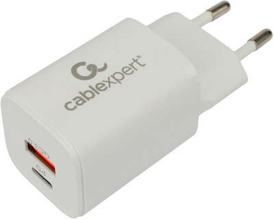 Зарядное устройство Cablexpert MP3A-PC-42, 30Вт GaN, QC3.0/PD, 1хUSB, 1хType-C, белый, пакет