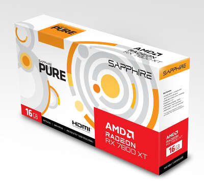 Видеокарта Sapphire AMD Radeon RX 7800 XT PURE GAMING OC 16Gb DDR6 PCI-E 2HDMI, 2DP