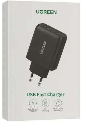 Зарядное устройство UGREEN CD161 (10216) USB-A QC 3.0 36W Fast Charger EU. Цвет: черный