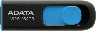 Флеш Диск A-Data 64Gb DashDrive UV128 AUV128-64G-RBE USB3.0 черный/синий