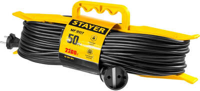 Удлинитель силовой Stayer 55018-50_z01 2x0.75кв.мм 1розет. 50м ПВС 10A пласт.рамка черный