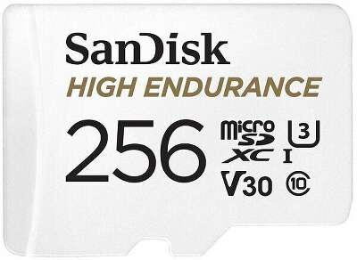 Карта памяти 256 Гб Micro SDXC SanDisk High Endurance Class 10, UHS-I U3 [SDSQQNR-256G-GN6IA] с адаптером