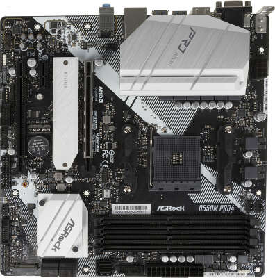 Материнская плата Asrock B550M PRO4 Soc-AM4 AMD B550 4xDDR4 mATX AC`97 8ch(7.1) GbLAN RAID+VGA+HDMI+DP