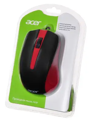 Мышь Acer OMW012 черный/красный оптическая 1200dpi USB 3but (ZL.MCEEE.003)