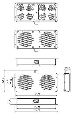 Модуль вентиляторный Hyperline (TFAB-T2FR-RAL9004) 2 вент. черный (упак.:1шт)