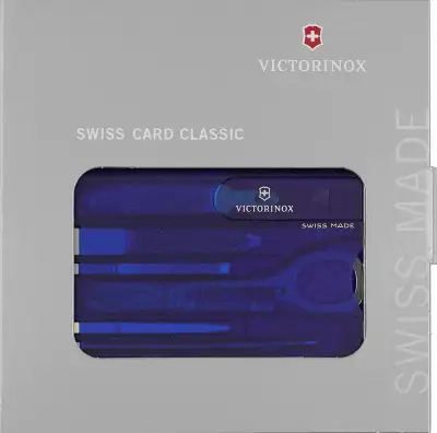 Швейцарская карта Victorinox SwissCard Classic (0.7122.T2) синий полупрозрачный коробка подарочная